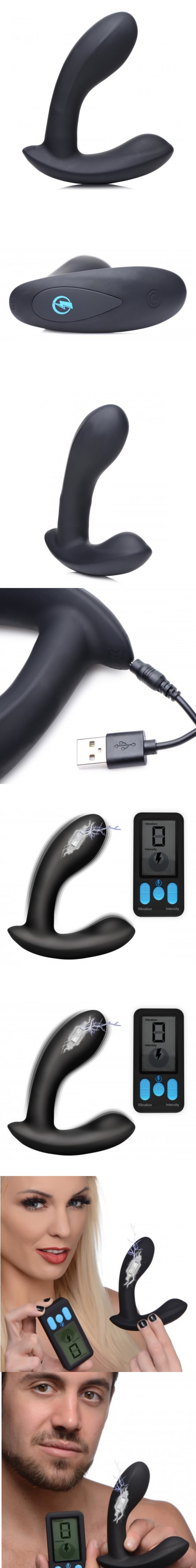 Vibrating Prostate Massager E-Stim Anal Plug with Remote Control