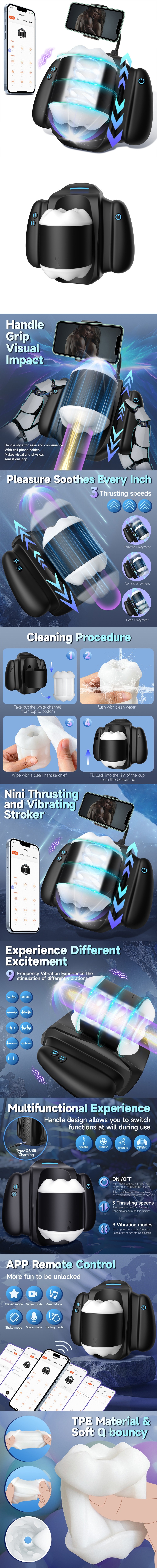 Thrusting & Vibrating Automatic Masturbator with Phone Holder & APP Control