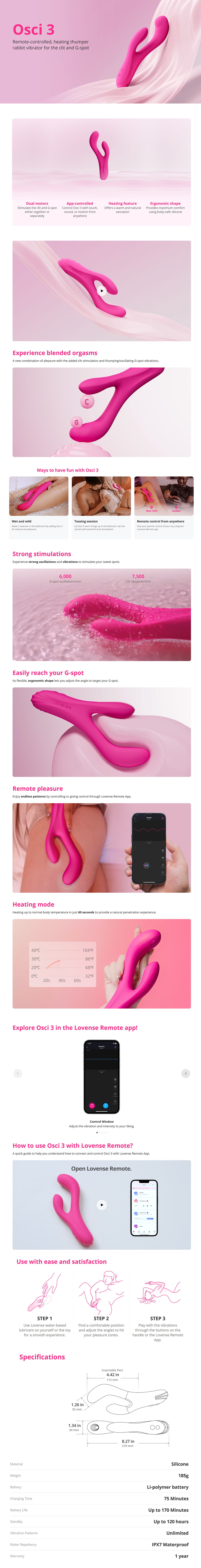 Lovense Osci 3 Rabbit Vibrator with App Control