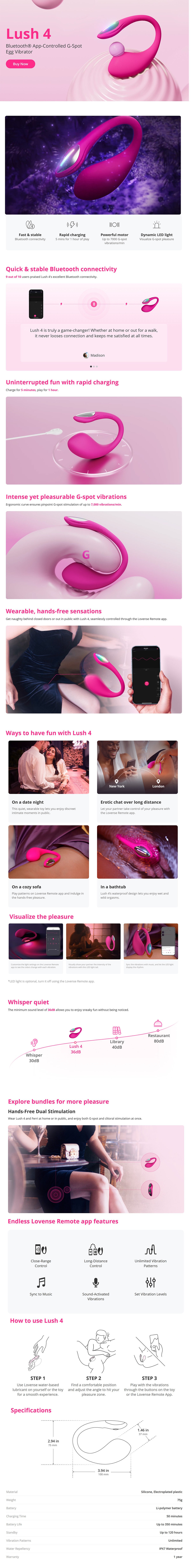 Lovense Lush 4 G-spot Egg Vibrator with App Control