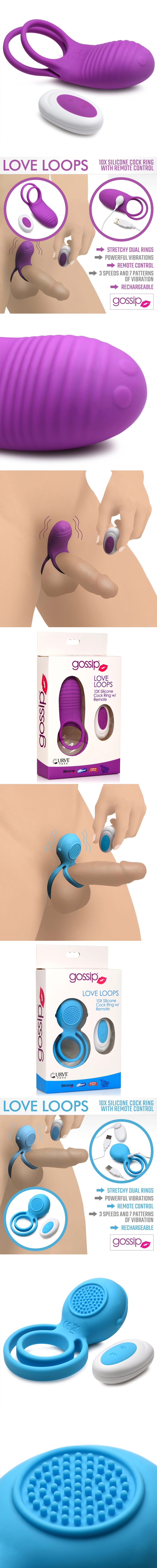 gossip love loops 10x cock ring silicone peins ring vibrator with remote for men