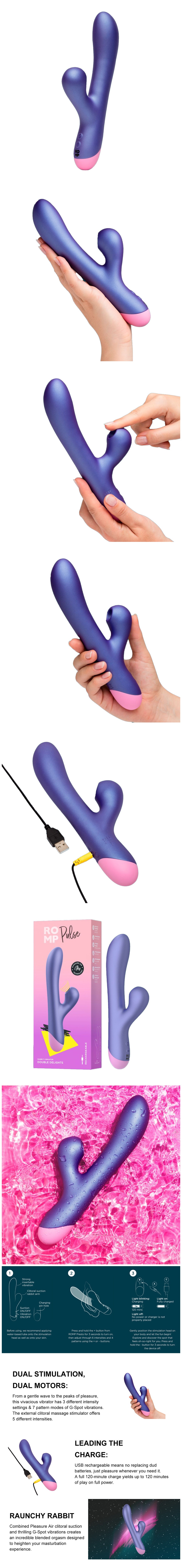 venusfun romp pulse air pulse rabbit silicone clitoral dual-motor vibrator
