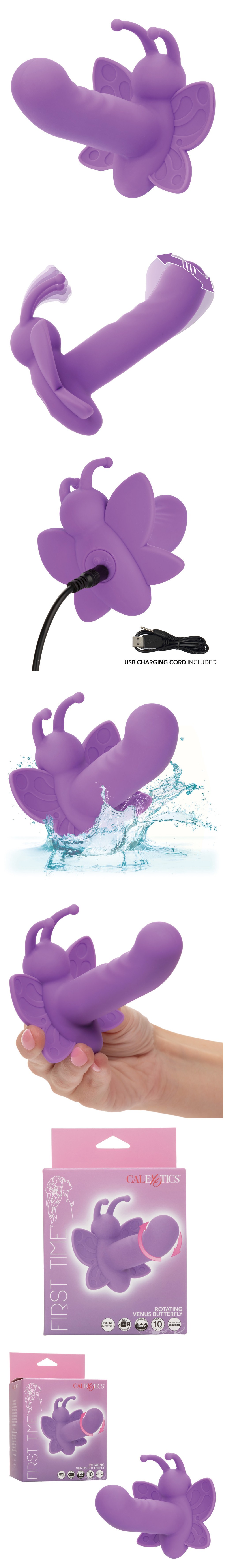calexotics first time rotating venus butterfly rechargeable vibrating dildo