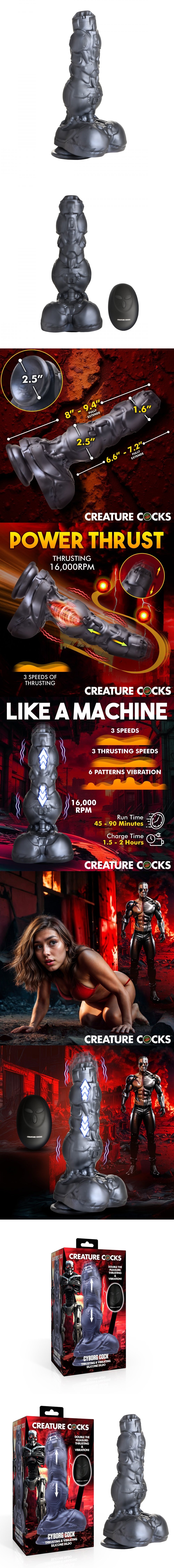 creature cocks cyborg cock thrusting and silicone vibrating dildo with remote for women