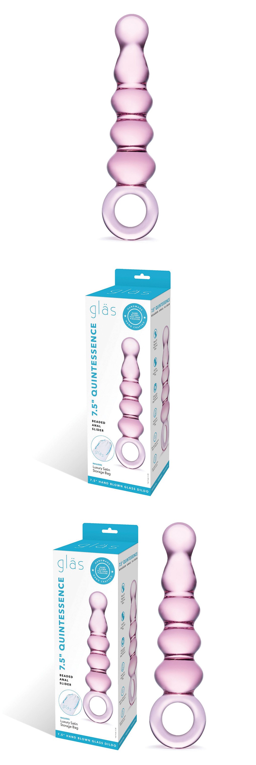 glas quintessence beaded glass anal plug slider