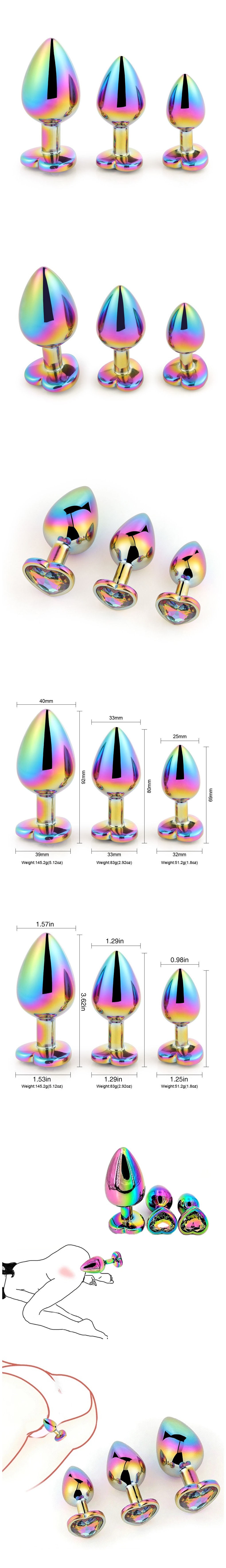  venusfun metal butt plug set 3 sizes rainbow luxury jewelry anal trainers