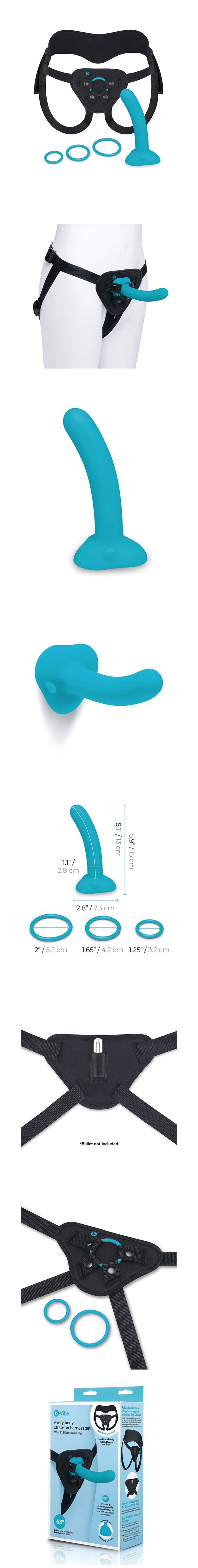 b-vibe every body strap-on harness set with 6 in silicone dildo pegging 