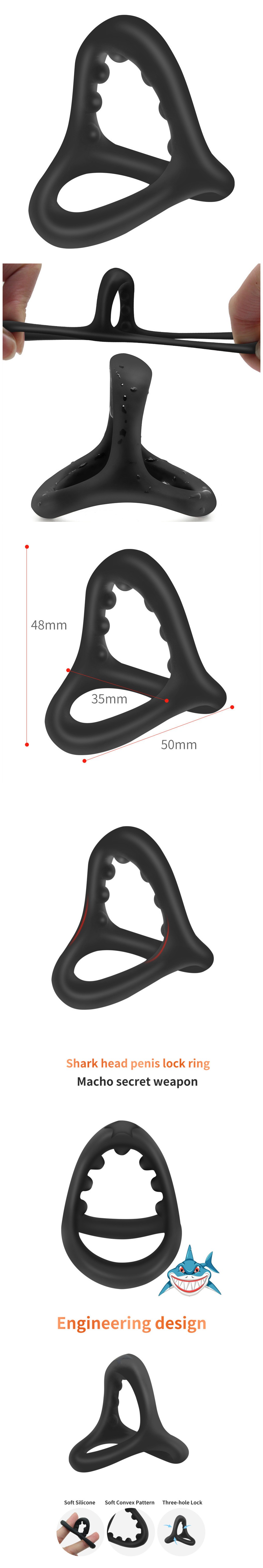 Venusfun Shark Cock Ring Silicone Penis Rings for Long Lasting Male Sex