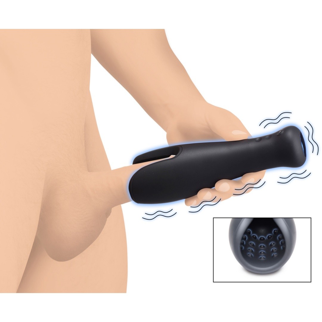 XR Brands Male Masturbator 10X Vibrating Silicone Stroker Adult Sex Machine