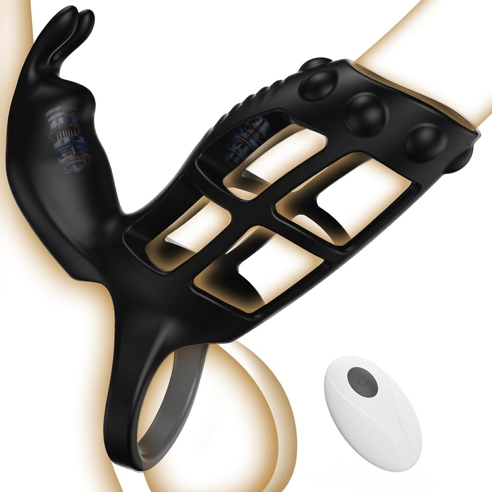 Venusfun Vibrating Cock Ring Cage Penis Sleeve Adult Sex Toys for Men Penis Ring