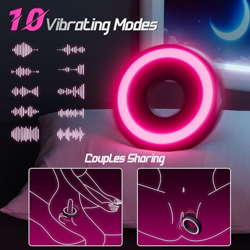 Venusfun Penis Ring with APP Control 10 Vibration Modes Male Sex Toys for Couples