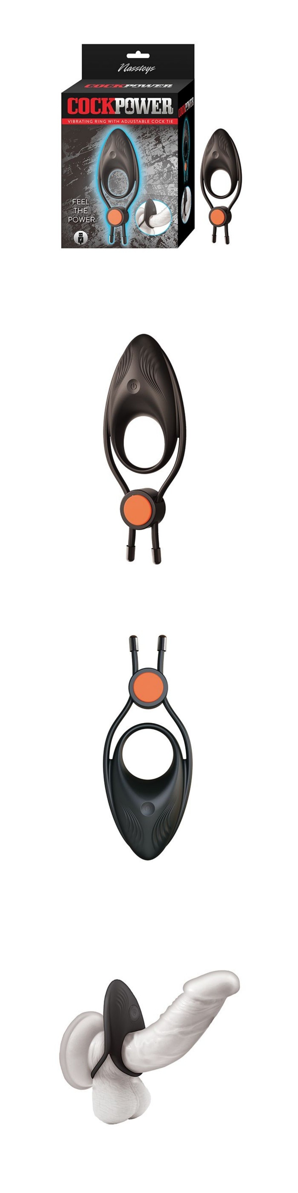 nasstoys cockpower vibrating silicone penis ring wiht adjustable cock tie