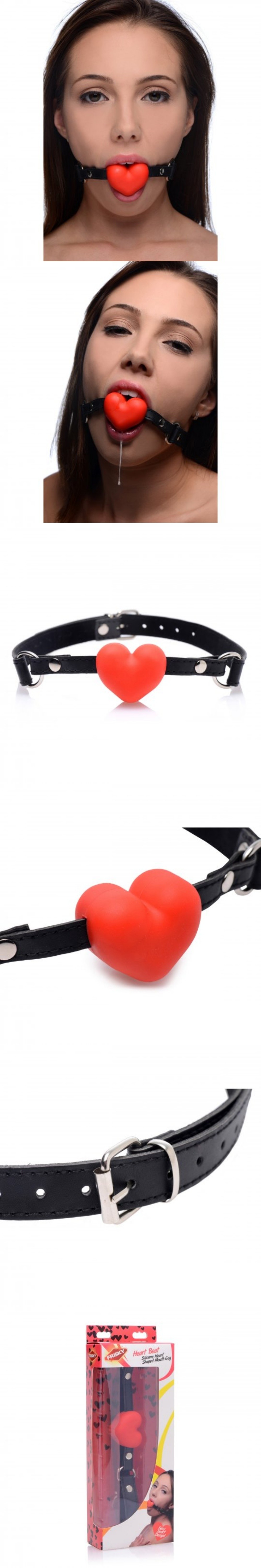 xr brands heart beat heart shaped silicone mouth gag with adjustable pu leather straps for bdsm