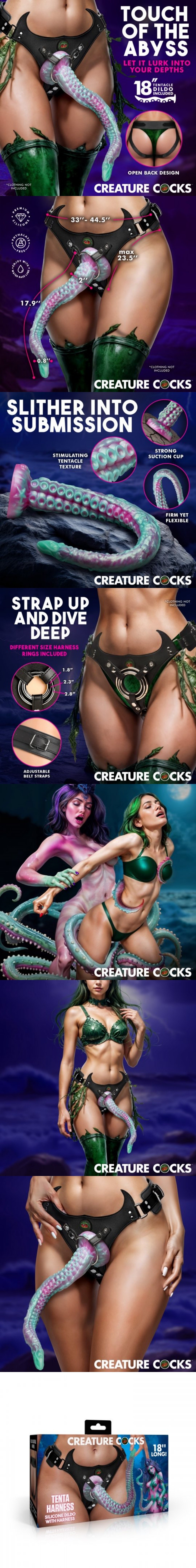 xr brands tenta harness silicone strap on dildo fantasy sex toy