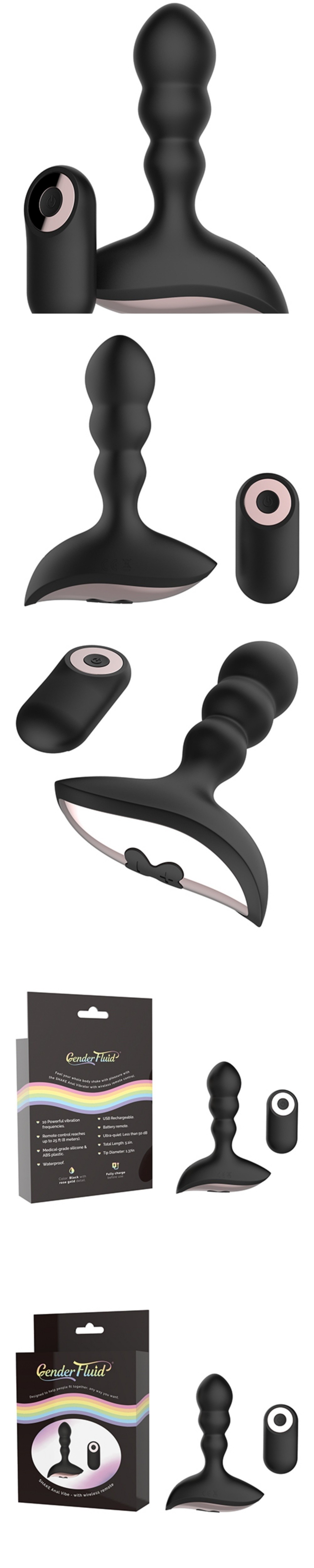 gender x fluid shake anal vibrator silicone butt plug with 25 ft remote control