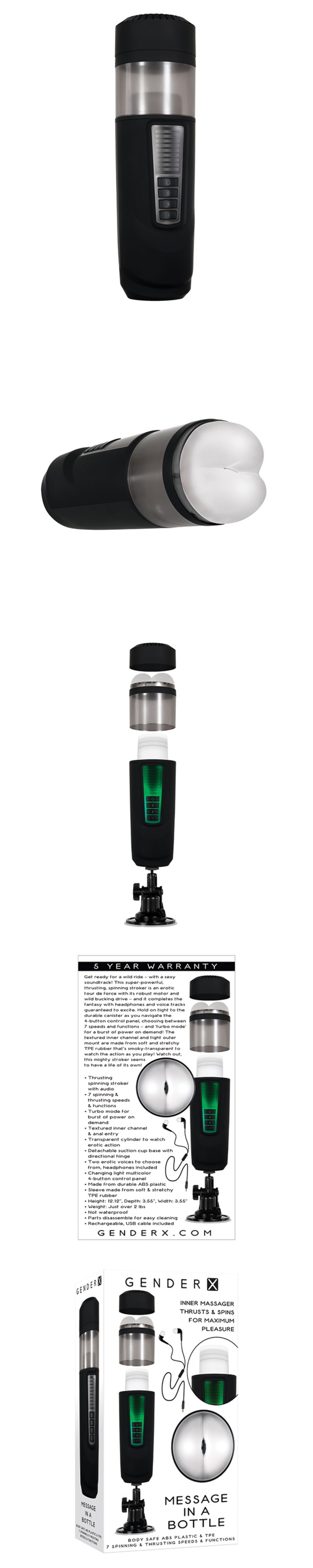 gender x message in a bottle inner massager male masturbator with sexy soundtrack