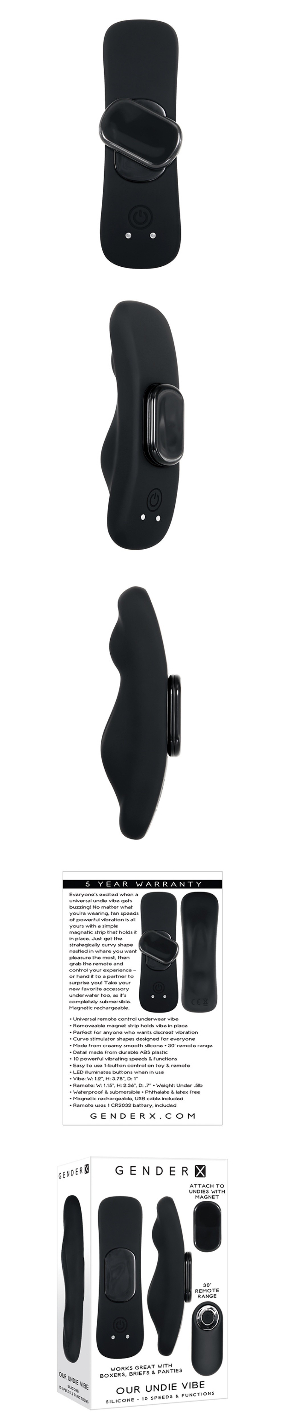 gender x our undie wearable vibrator with 10 speeds vibration remote control
