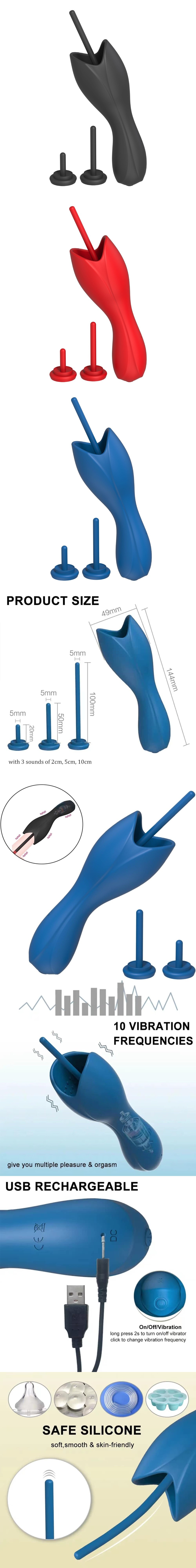 venusfun 10 frequency glans vibrating sounding stick for men with usb recharge