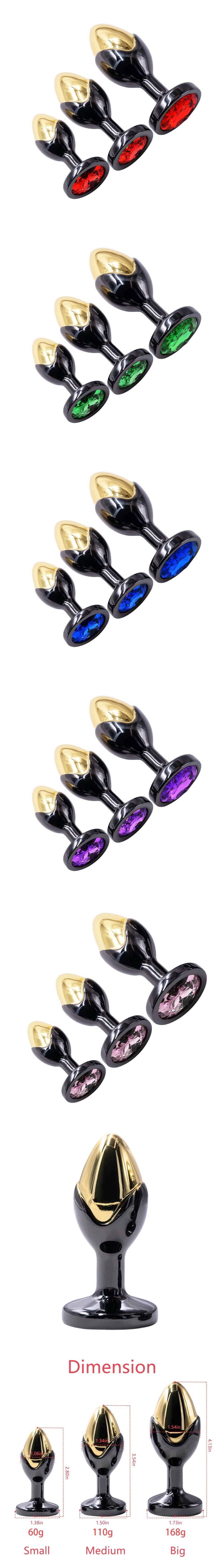 venusfun 3pcs metal anal plug dual-color butt plug for bdsm play