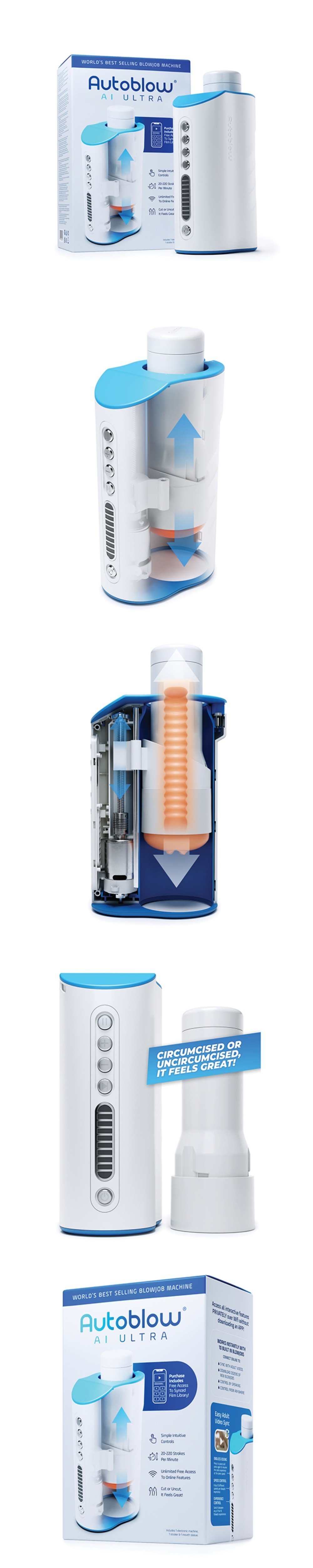 autoblow ai ultra blowjob machine with 10 pre-loaded modes&remote control