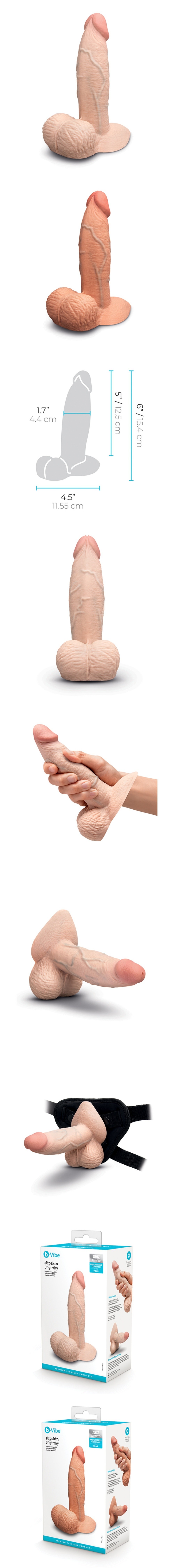 b-vibe slipskin 6in girthy silicone realistic thick dildo with lifelike details