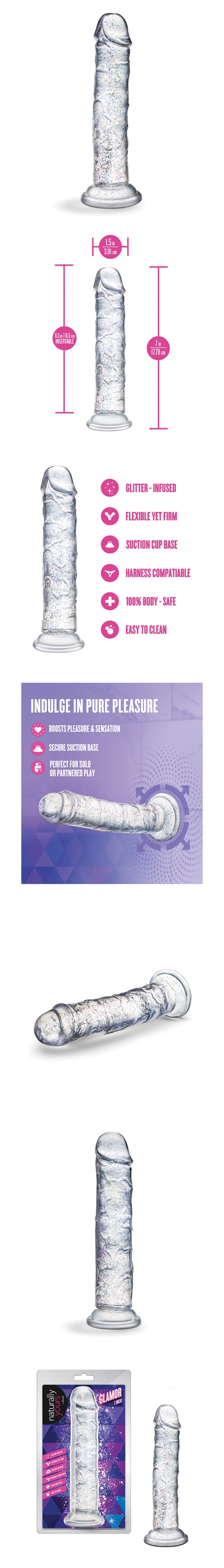blush naturally yours glamor 7inches dildo with strong suction cup base