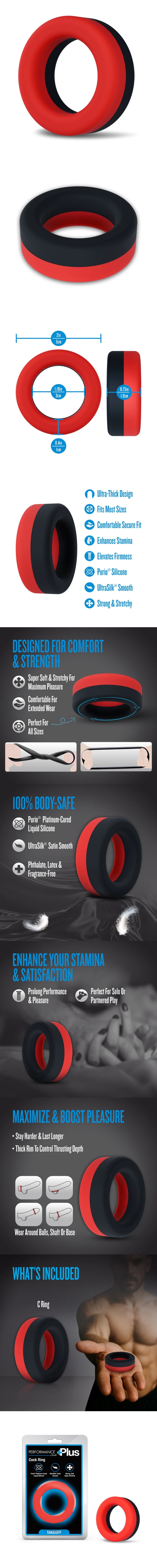 blush performance plus takeoff silicone penis ring for prolonged erections
