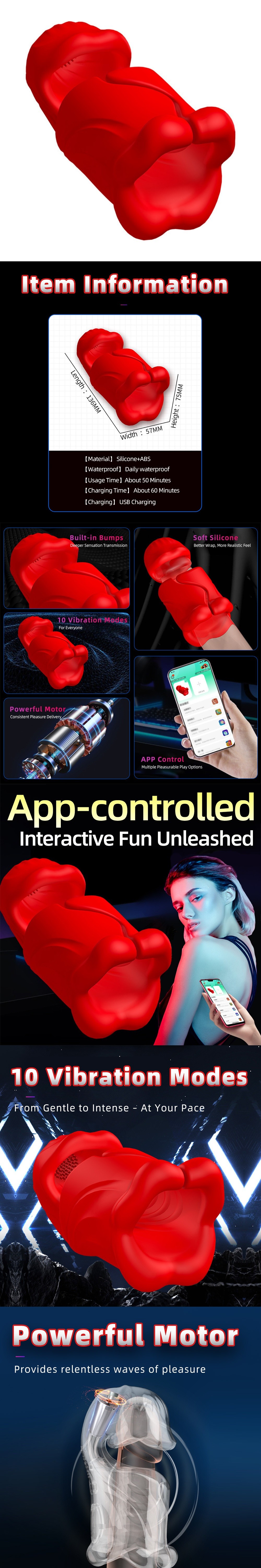 venusfun double lip male stroker silicone masturbator with intense vibration app controlled