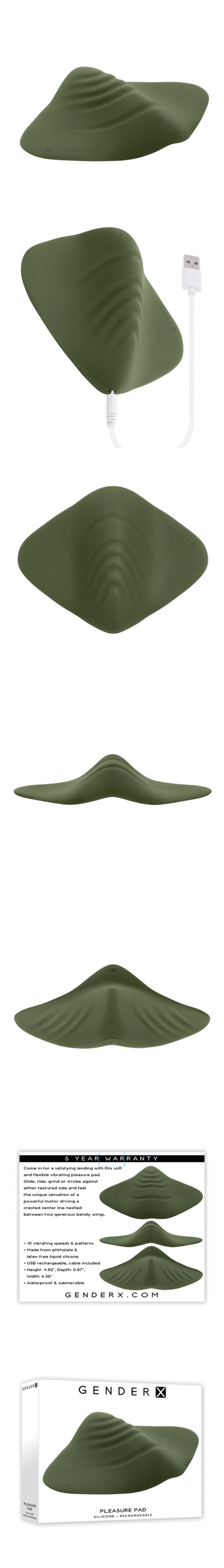 gender x pleasure pad silicone vibrator with 10 vibrating patterns