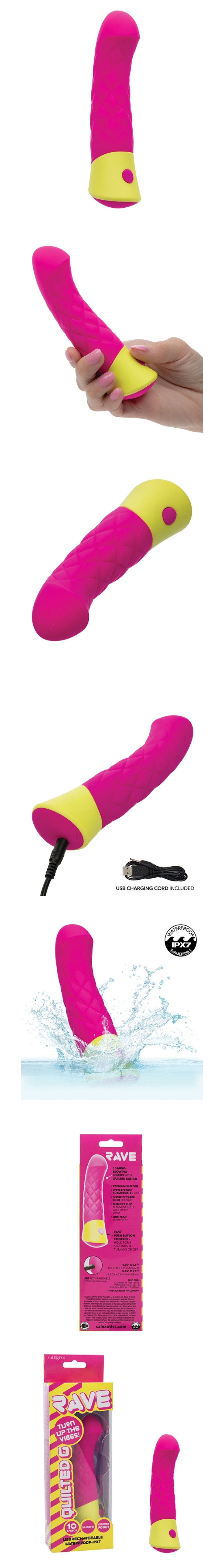 rave quilted g 10 speeds silicone g-spot vibrator with travel lock
