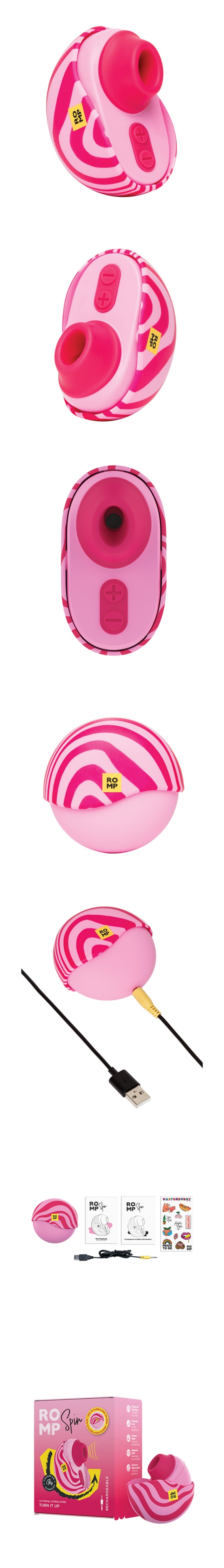 romp spin travel rechargeable clitoral vibrator with multi speeds