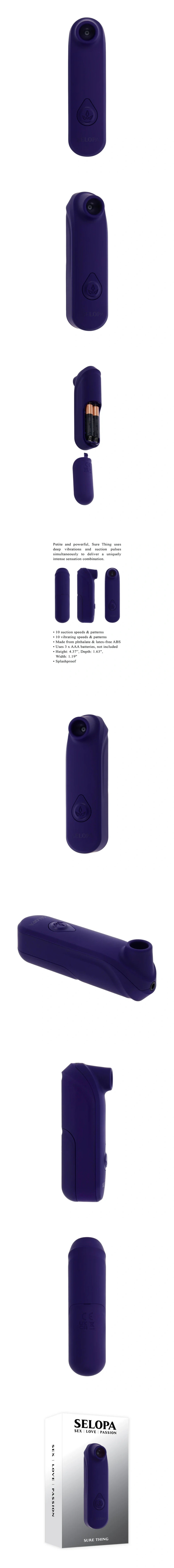 selopa sure thing aaa battery vibrating suction 10 speeds clitoral vibrator