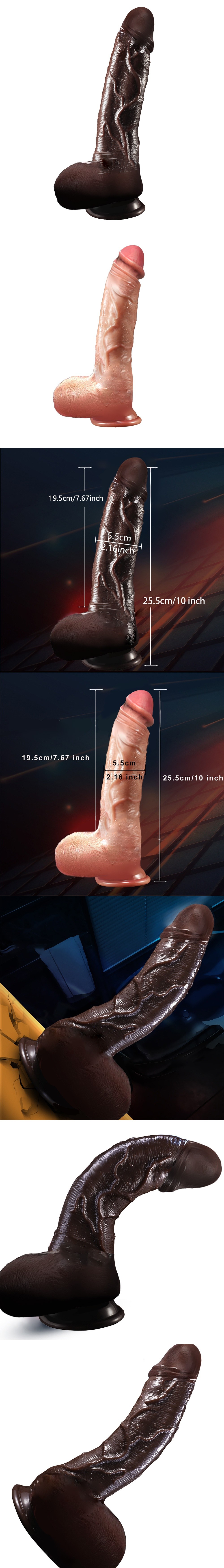 venusfun 10in realistic double layer silicone dildo with suction