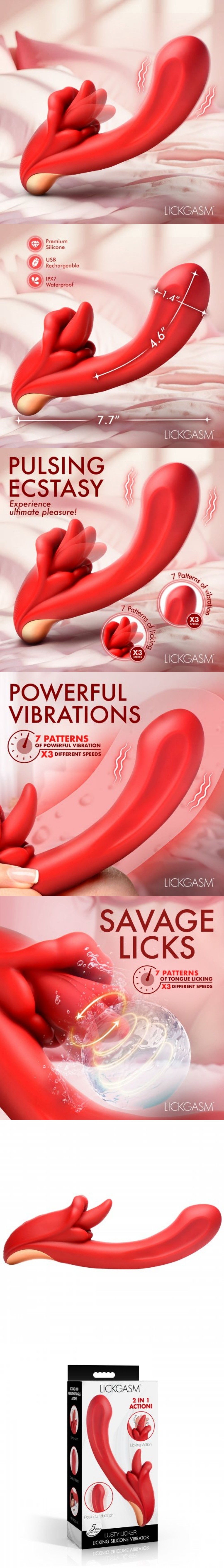 xr brands lusty licker long tongue clit licking silicone g spot vibrator