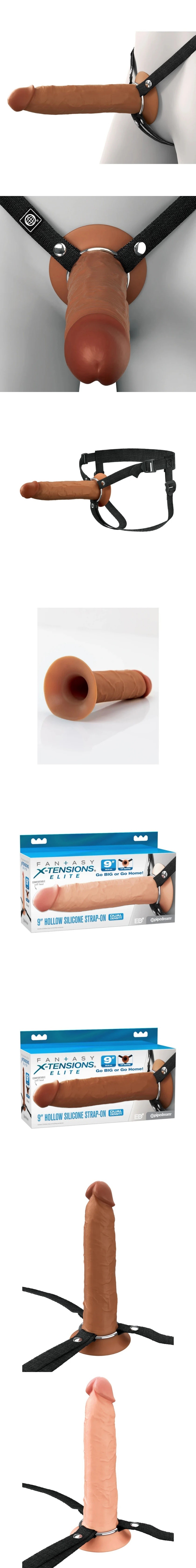 pipedream fantasy x-tensions elite silicone hollow dual density strap-on dildo
