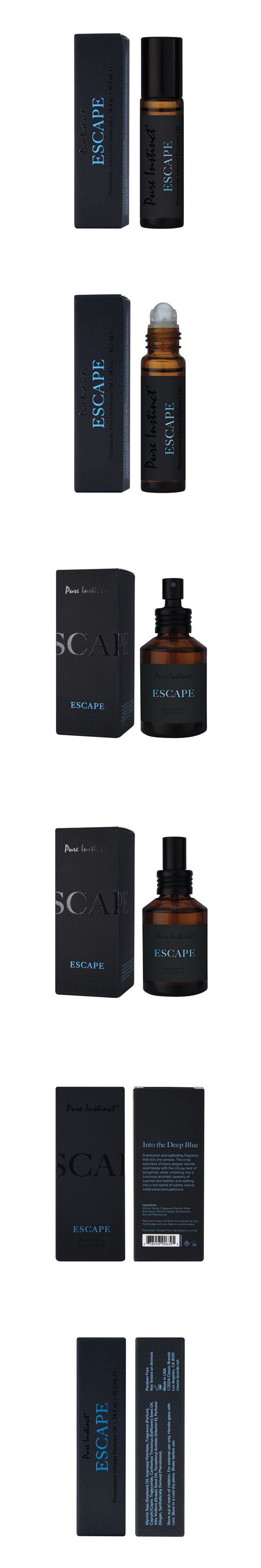 pure instinct escape mens collection modern pheromone perfume oil