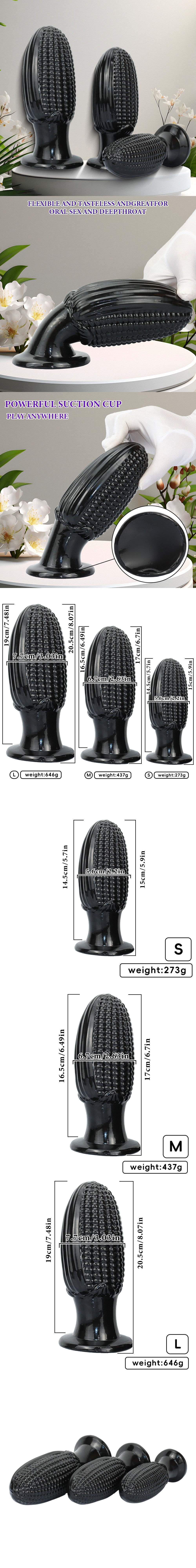 venusfun corn-shaped giant dildo butt plug with powerful suction cup