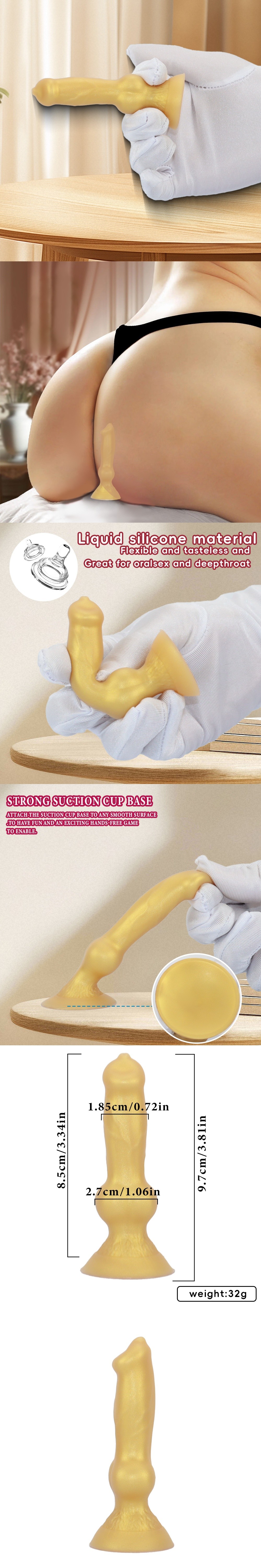 venusfun dog-shaped small penis liquid silicone gold anal plug for beginner