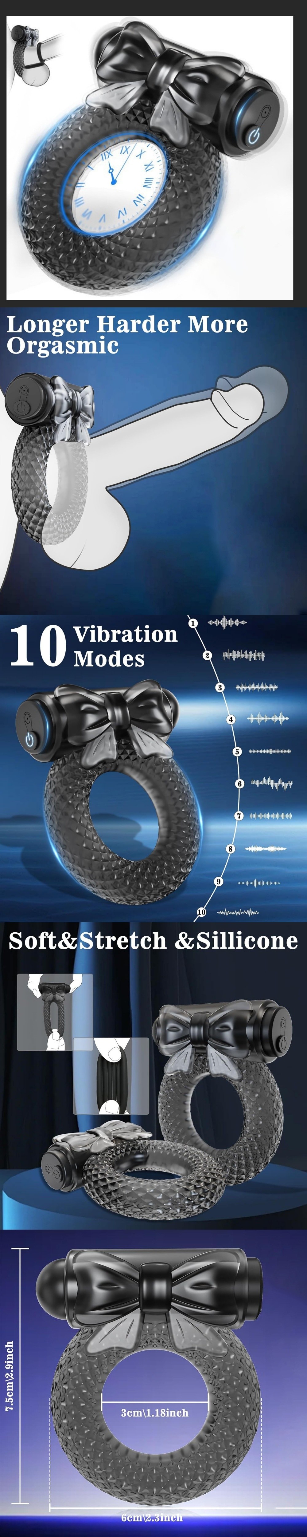 venusfun silicone cock ring with bullet vibrator with 10 vibration speeds
