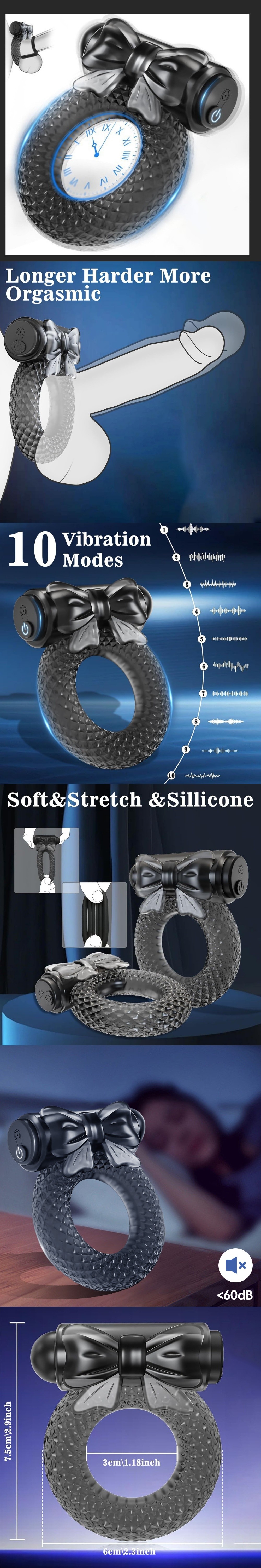 venusfun silicone cock ring with bullet vibrator with 10 vibration speeds