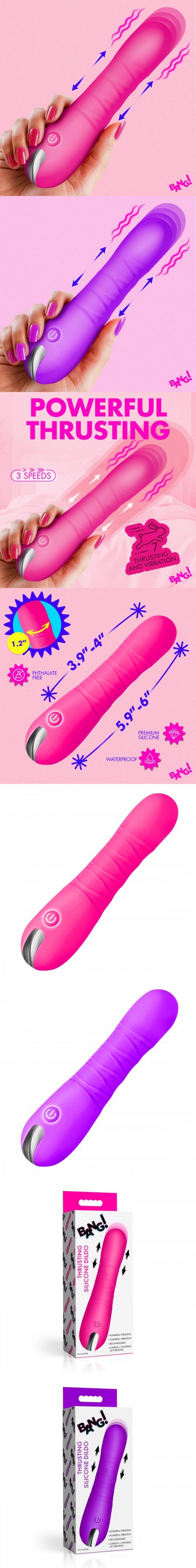 xr brands bang! new thrusting premium silicone dildo with 7 thrusting patterns