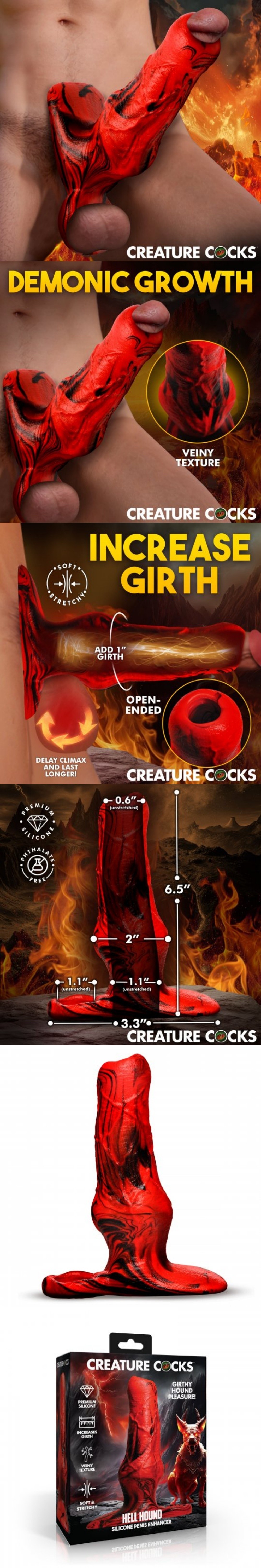 xr brands creature cocks fantasy hell hound silicone dog-shaped penis enhancer