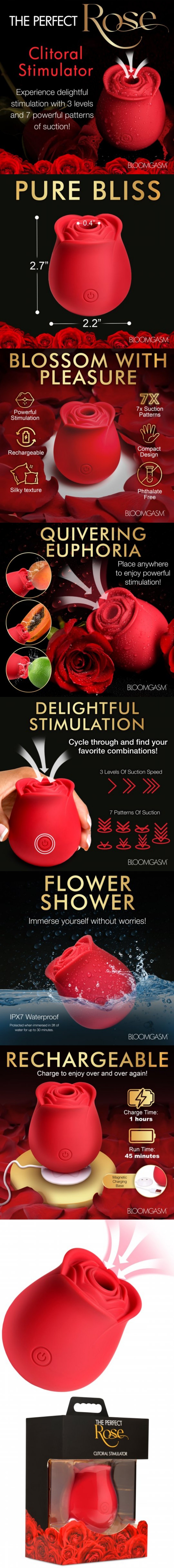 xr brands the perfect rose silicone clitoral stimulator vibrator with 7 patterns