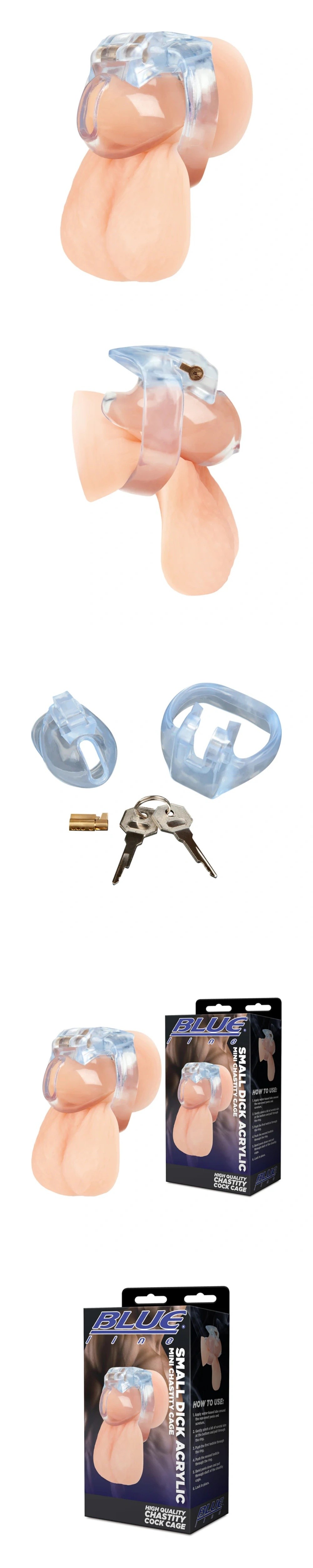 blue line small dick acrylic mini discreet chastity cage for bdsm play