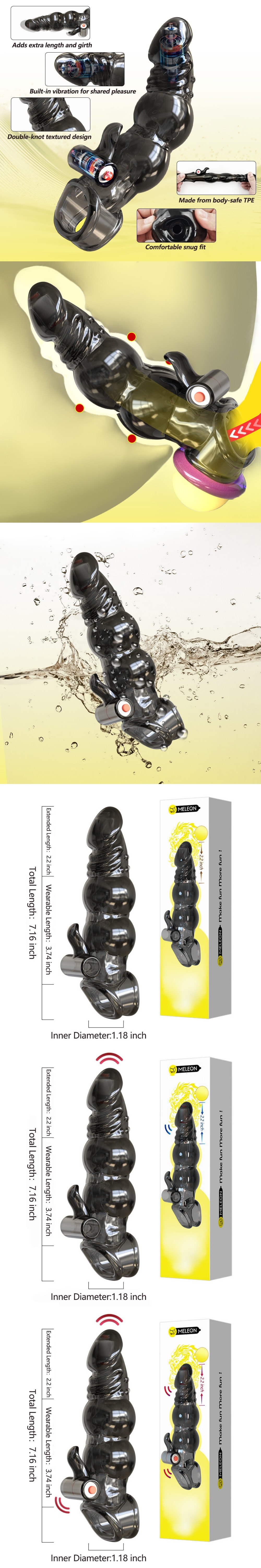 venusfun double-knot dragon wolf vibrating enhance penis sleeve black