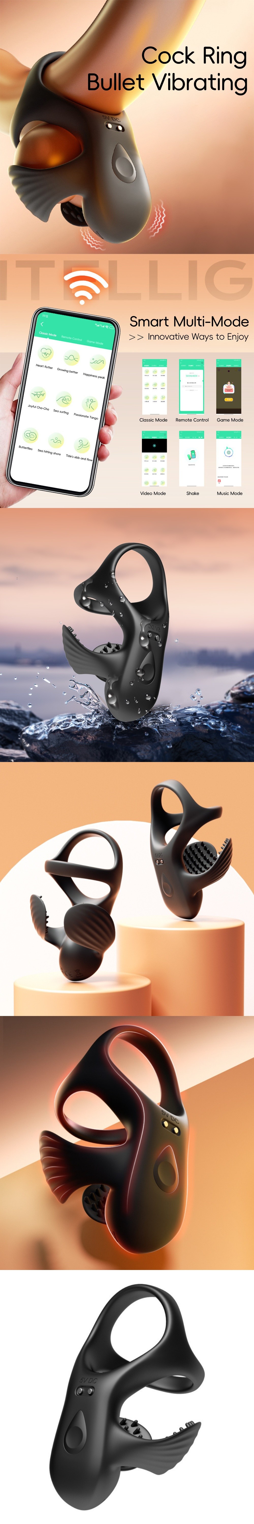 venusfun draven wearable discreet vibrating cock ring with app control