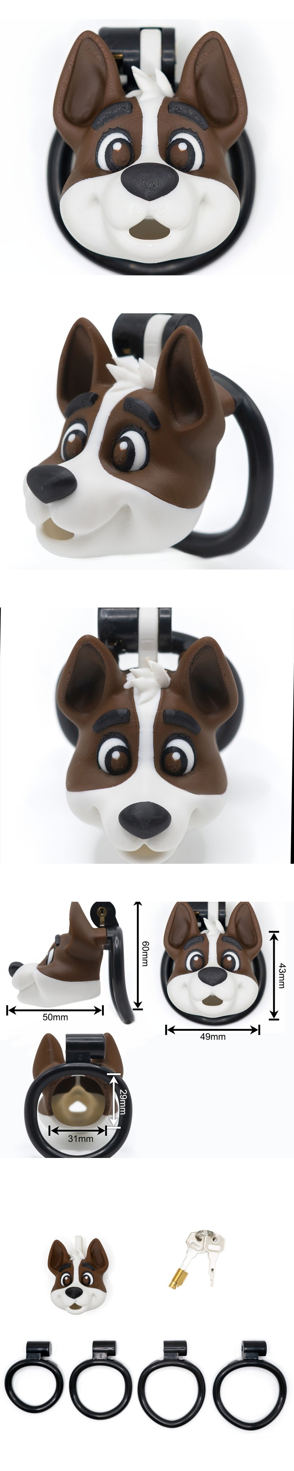 venusfun multicolor dog head penis chastity cage with single arc ring