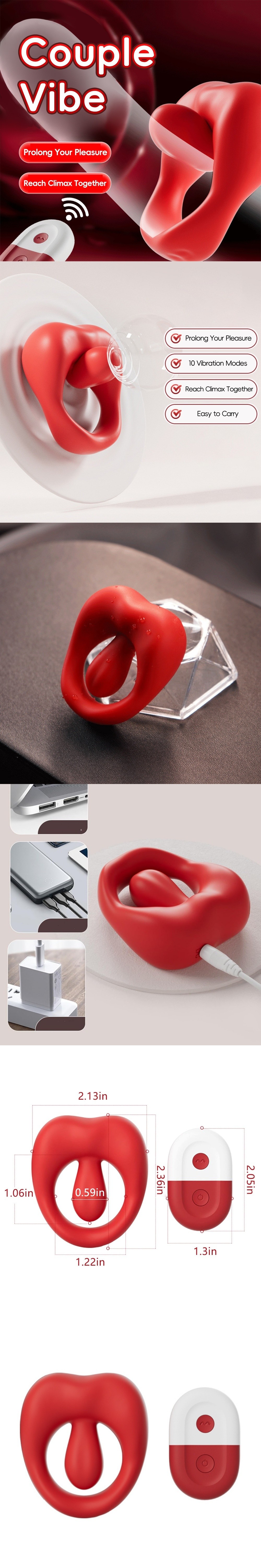 venusfun silicone licking vibrating cock ring with remote control for couples