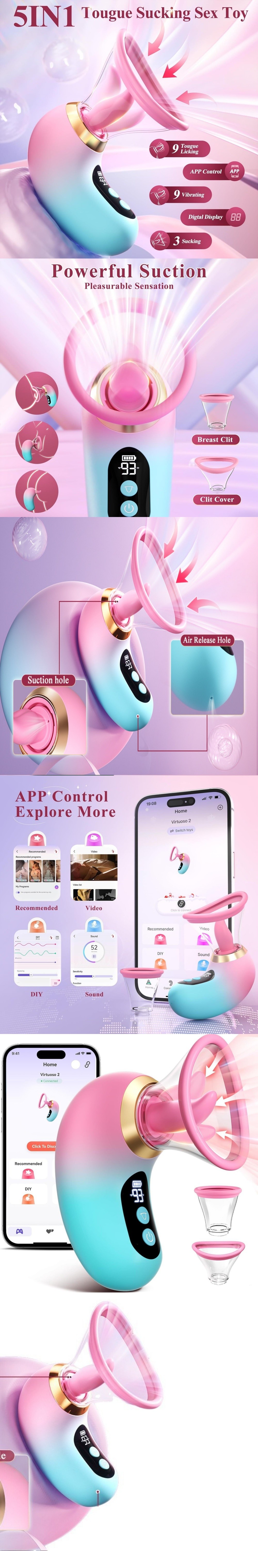 venusfun tongue licking & sucking g-spot stimulator massager with app control