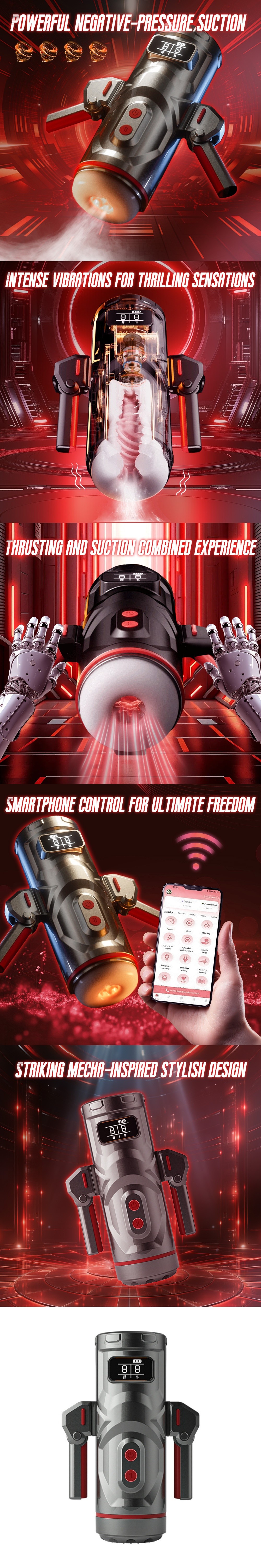 venusfun war soul mecha thrusting & suction male masturbator with app control